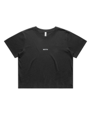 Black t-shirt with 'MOTIV' logo on a white background