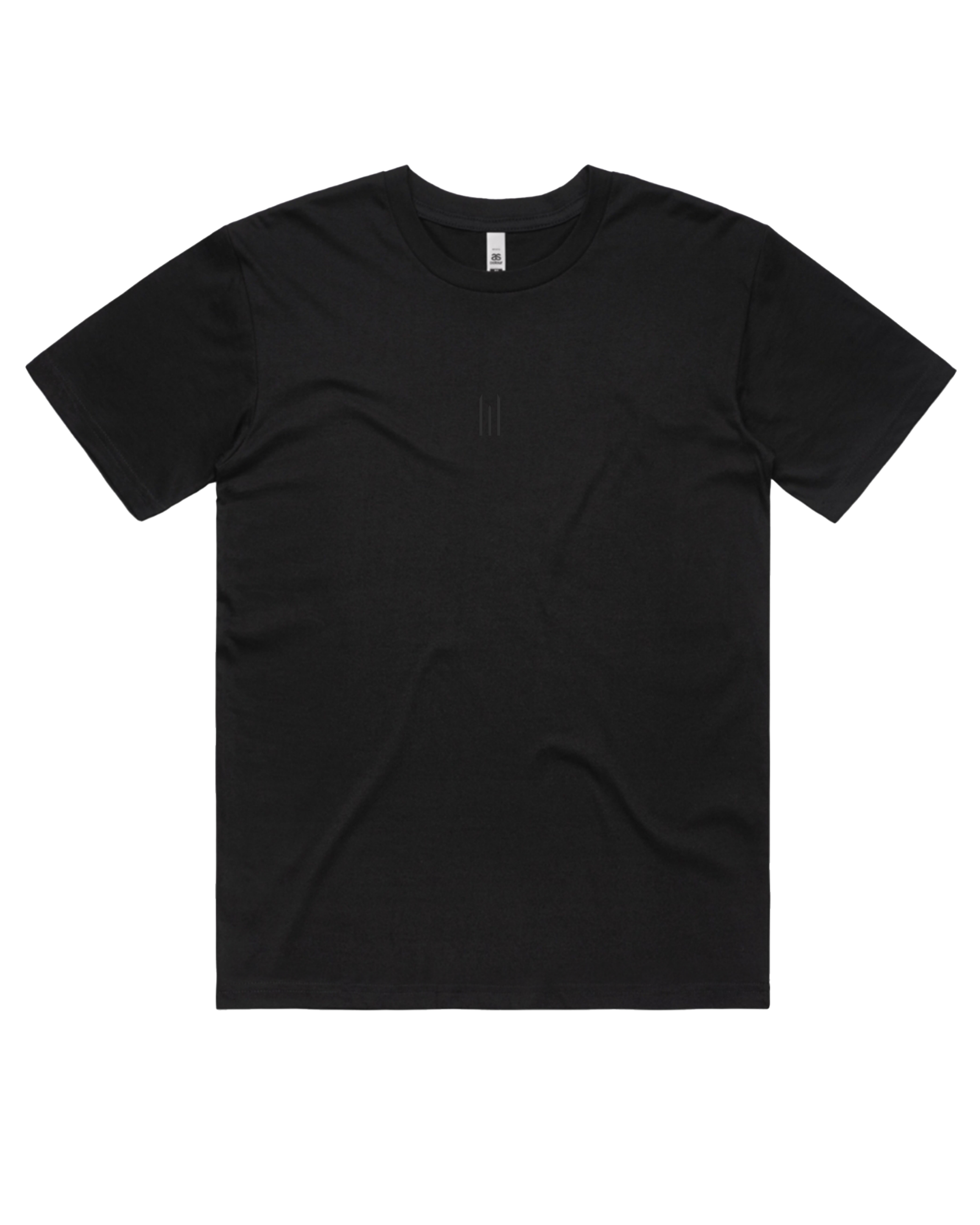 Black t-shirt on a white background