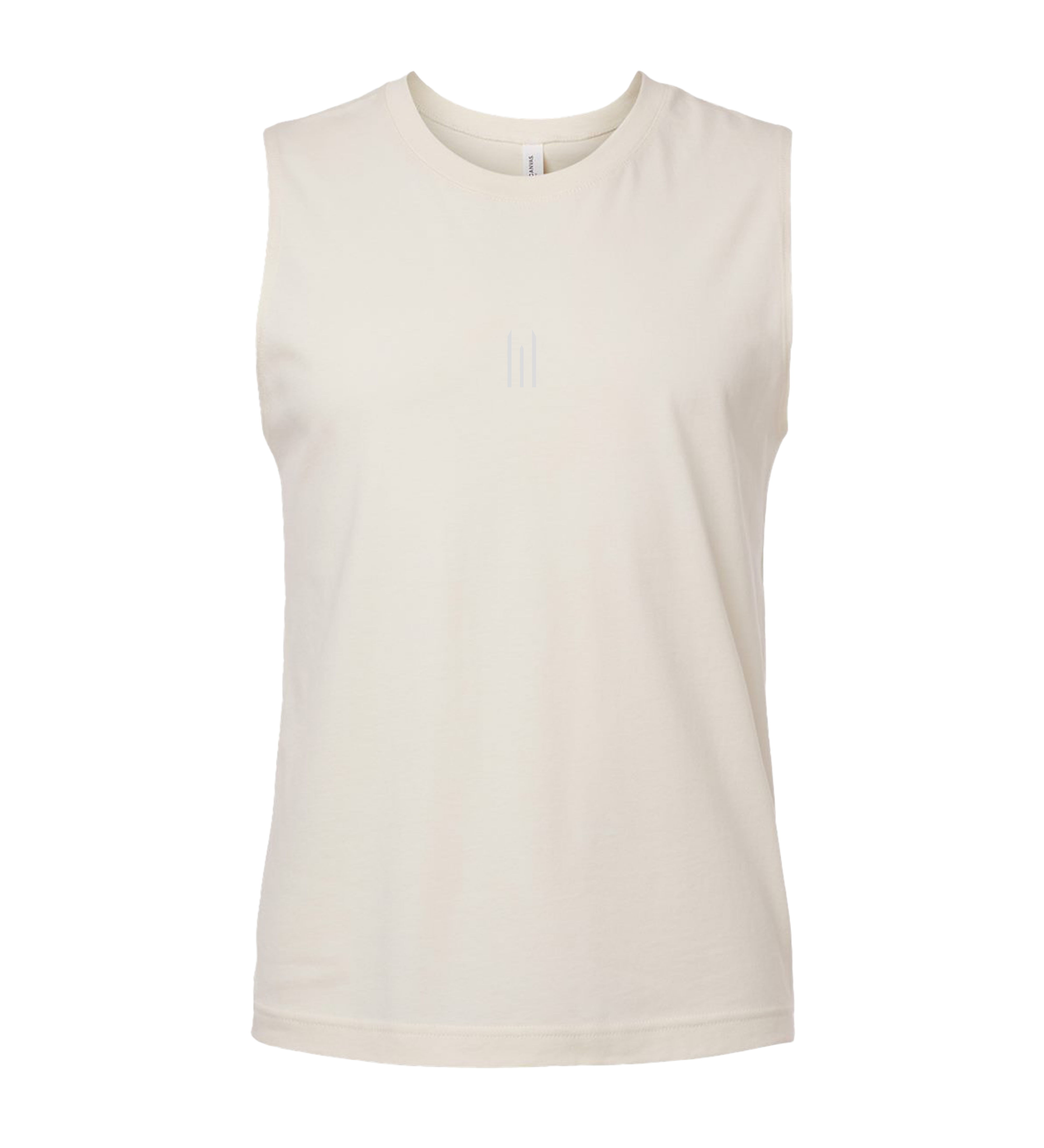 Beige sleeveless top on a white background