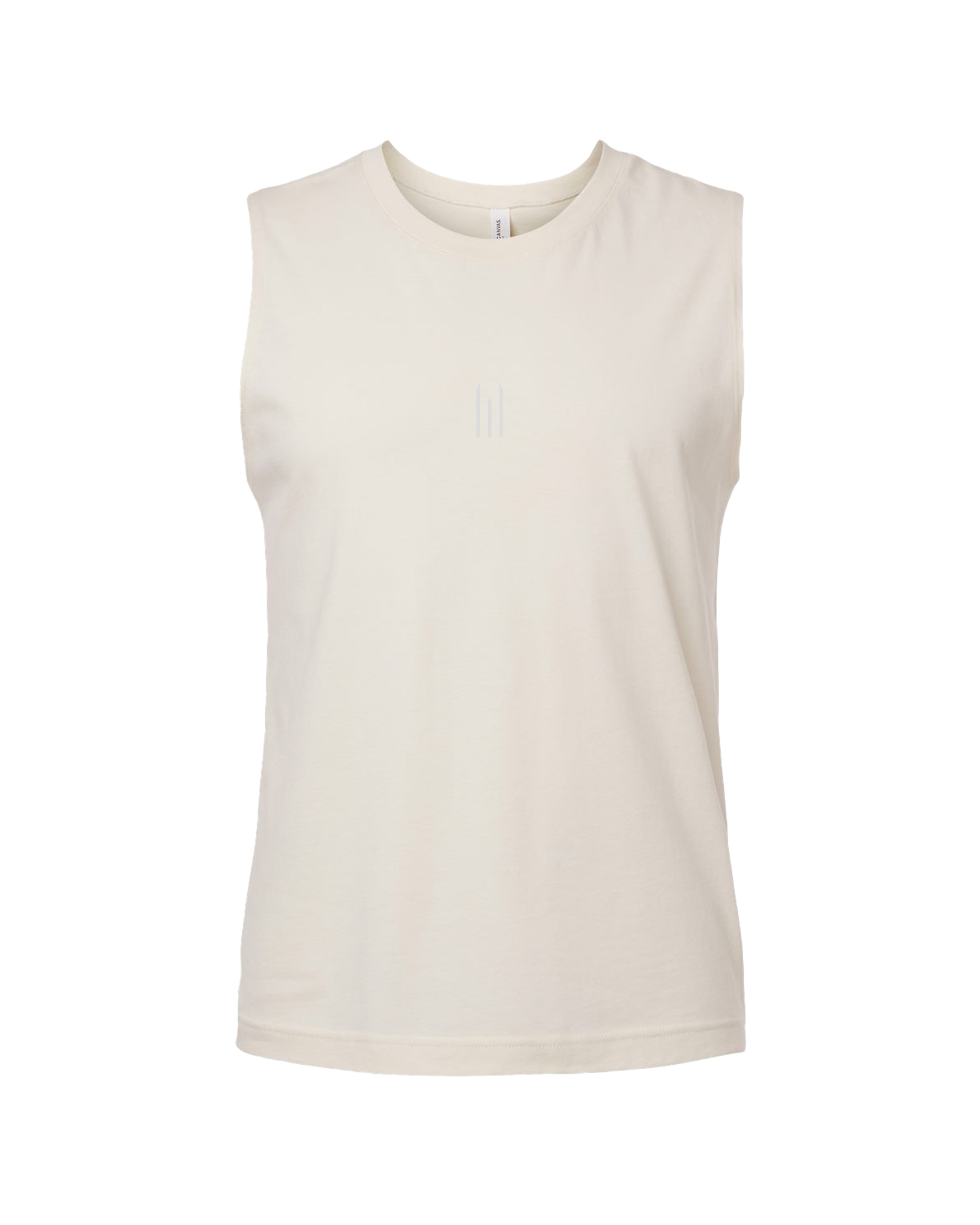 Beige sleeveless top on a white background