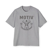 Gray t-shirt with 'Motiv Training Mob' graphic on a white background