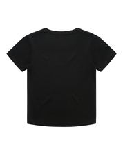 Black t-shirt on a white background
