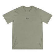 Sage green t-shirt with 'MOTIV' logo on a white background