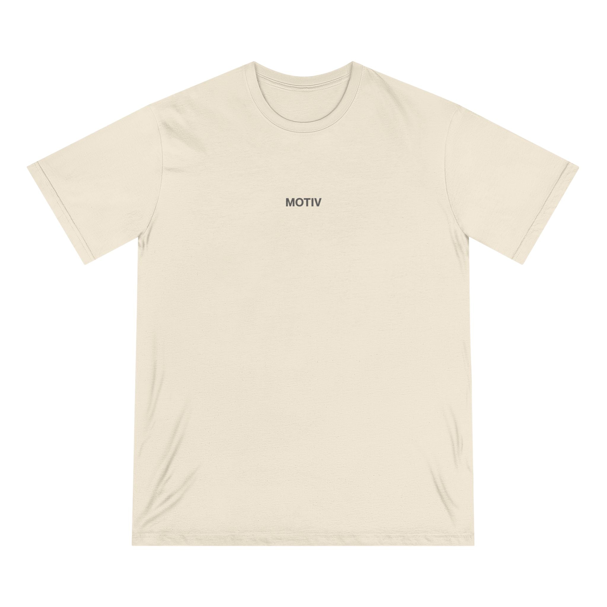 Natural t-shirt with 'MOTIV' logo on a white background