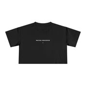 Black t-shirt with white text 'WHAT WILL YOUR STORY BE' on a white background
