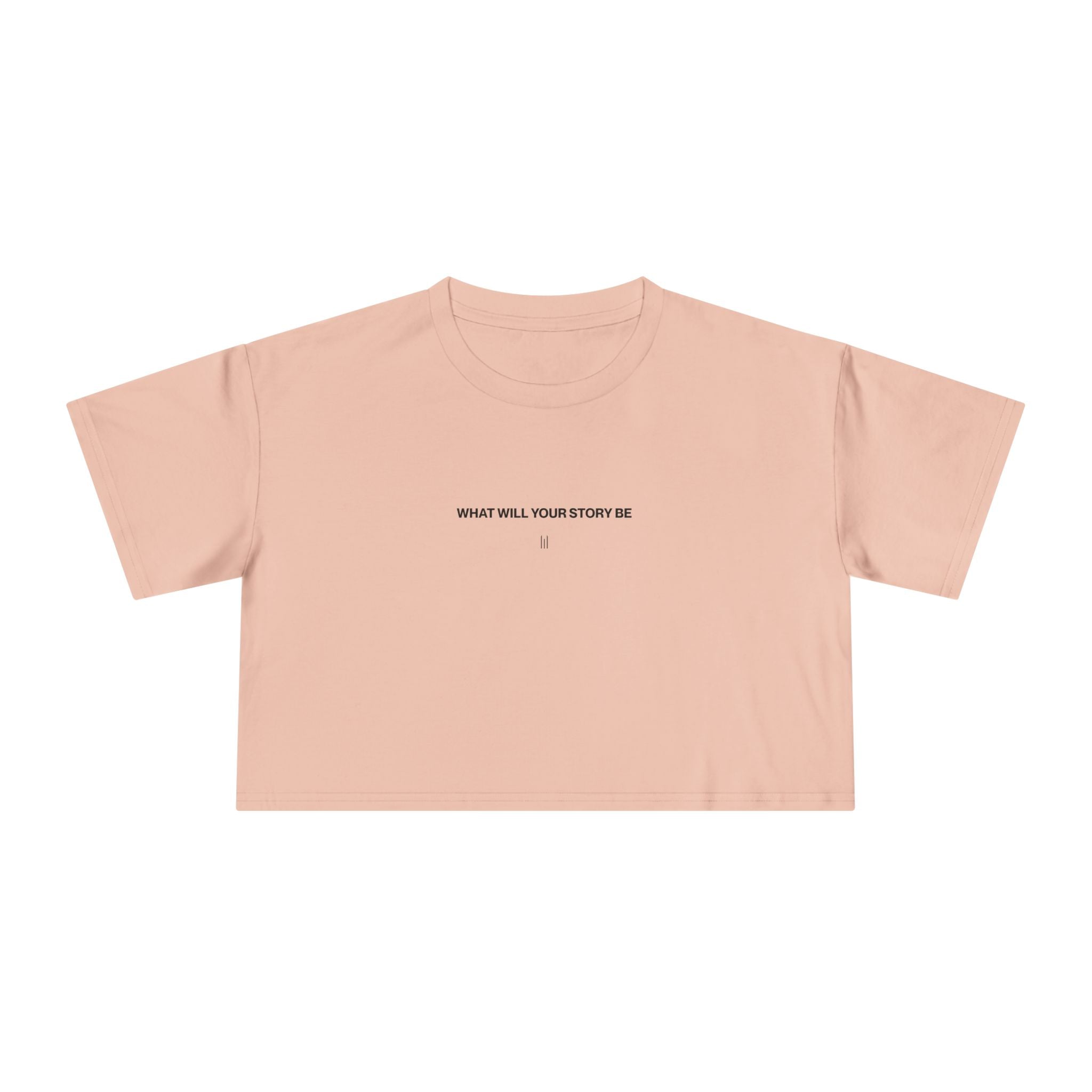 Pink crop top with text on a white background